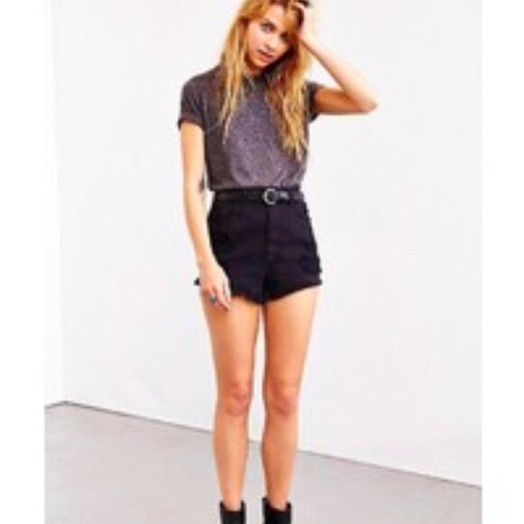 UO BDG High Rise Cheeky Denim Short Slash Super Destroy 27 - Picture 3 of 12